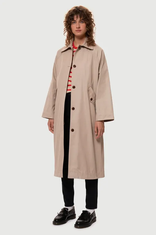 Nudie Jeans Ester Coat Beige Maat: S | Regenjassen Outlet | Dames | Beige