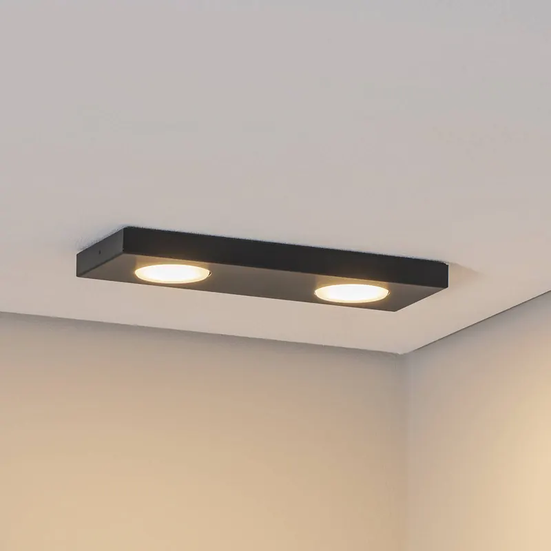 Lampa sufitowa Hero, 12 x 35 cm, 2-punktowa, czarna, metal, GX53