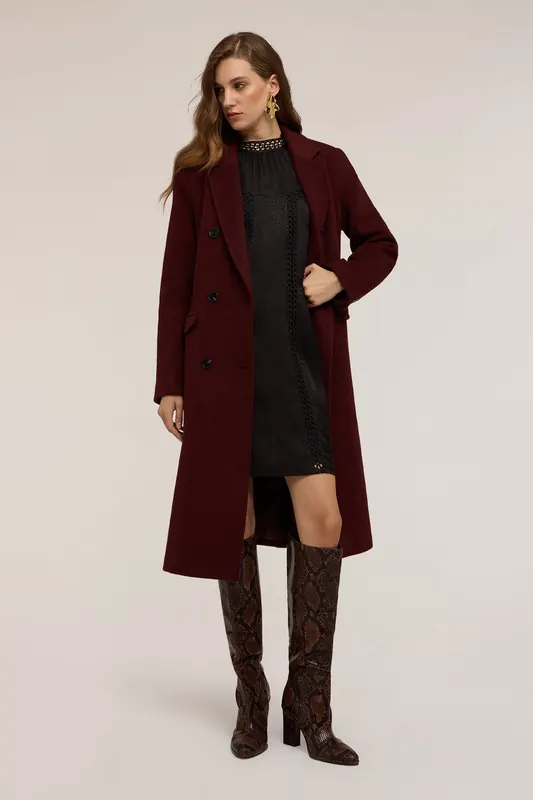 Motivi Double-breasted Coat In Wool Blend Drap Brown Maat: 34 | Trenchcoats Outlet | Dames | Bruin
