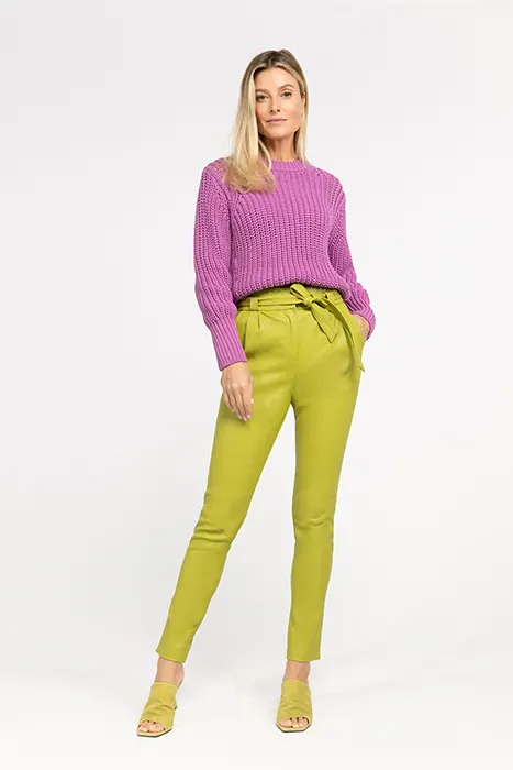 Ibana Paula Stretch Leather Sweet Apple Green Maat: 36 | Leren broeken Outlet | Dames | Groen