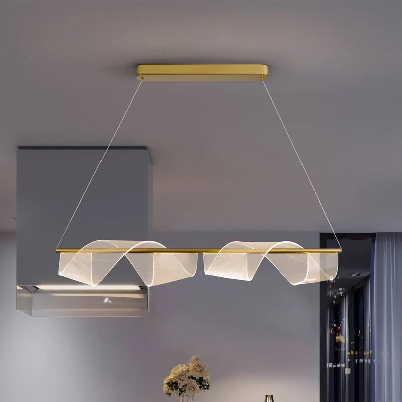 Lampa wisząca Velas LED, długa, kolor złoty, metal, tworzywo sztuczne