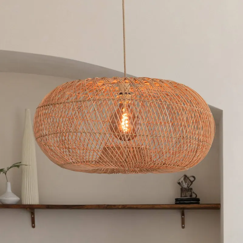 GOOD & MOJO żyrandol Arizona, naturalna, Ø 70 cm, rattan, E27
