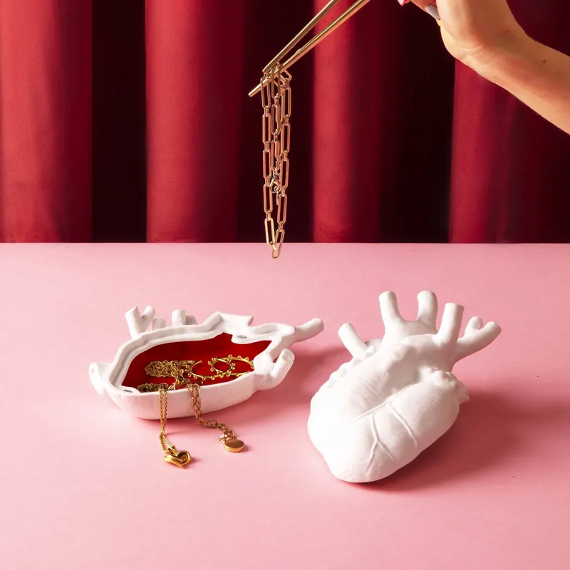 SELETTI Love in Bloom Miłość w pudełku, biały, porcelana, aksamit