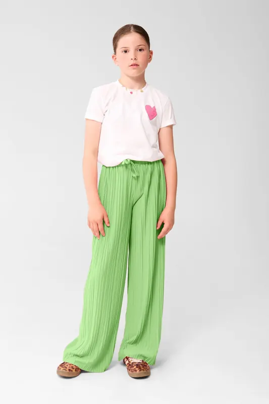 Shoeby Girls Plisse Pants Green Maat: 122/128 | Broeken Outlet | kids | Groen