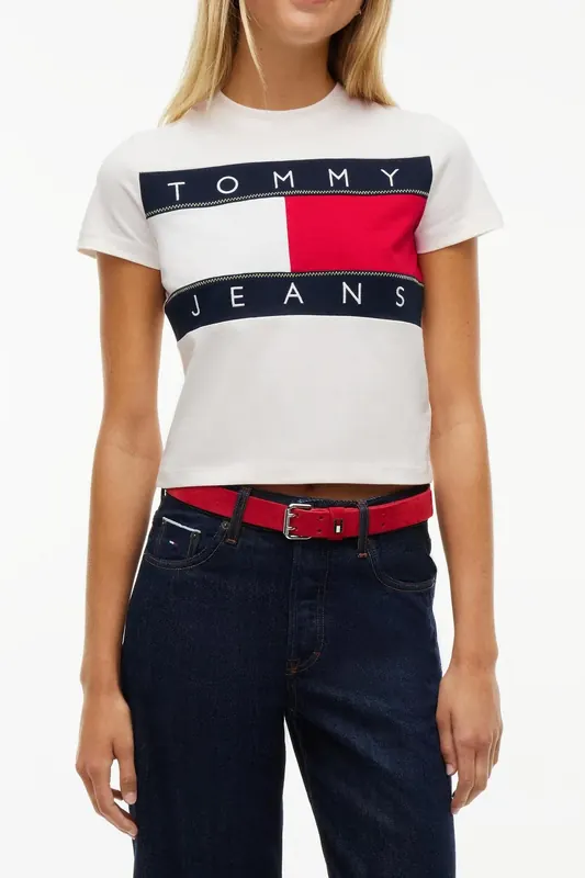 Tommy Hilfiger Regular Flag Ss Tee Ancient White Maat: S | Tops Outlet | Dames | Wit