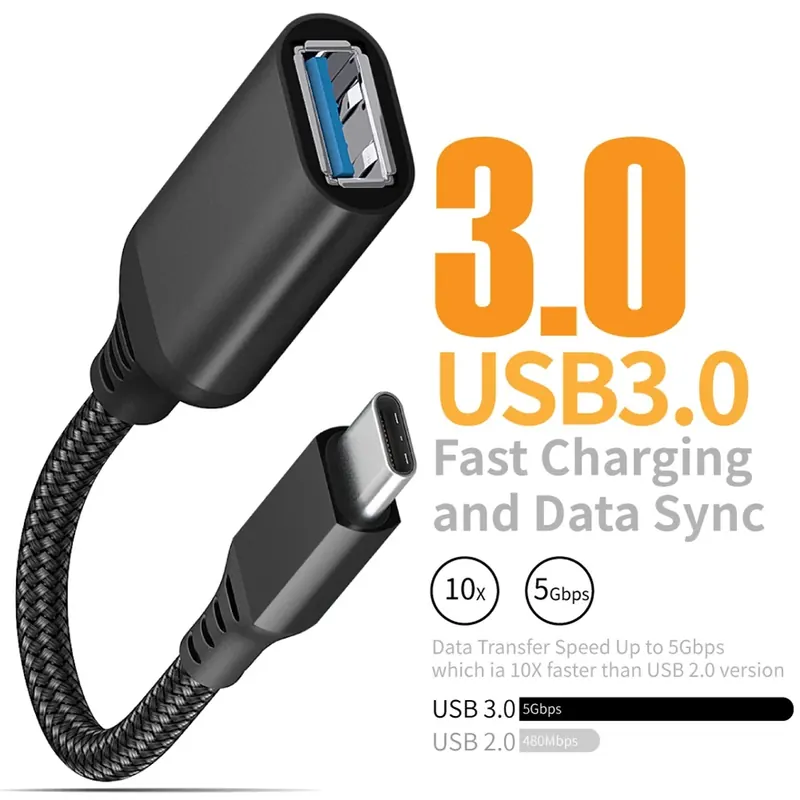 Kabel do transmisji danych OTG typu C do USB 3.0 AdapterA Przedłużacz męski do żeńskiego Telefon komórkowy Tablet PC Przedłużacz samochodowy Adapter Kabel