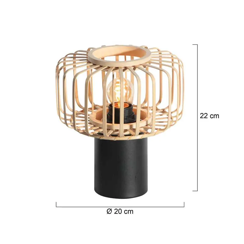 Lampa stołowa Bloeba, czarna/naturalna, metal, drewno, E27