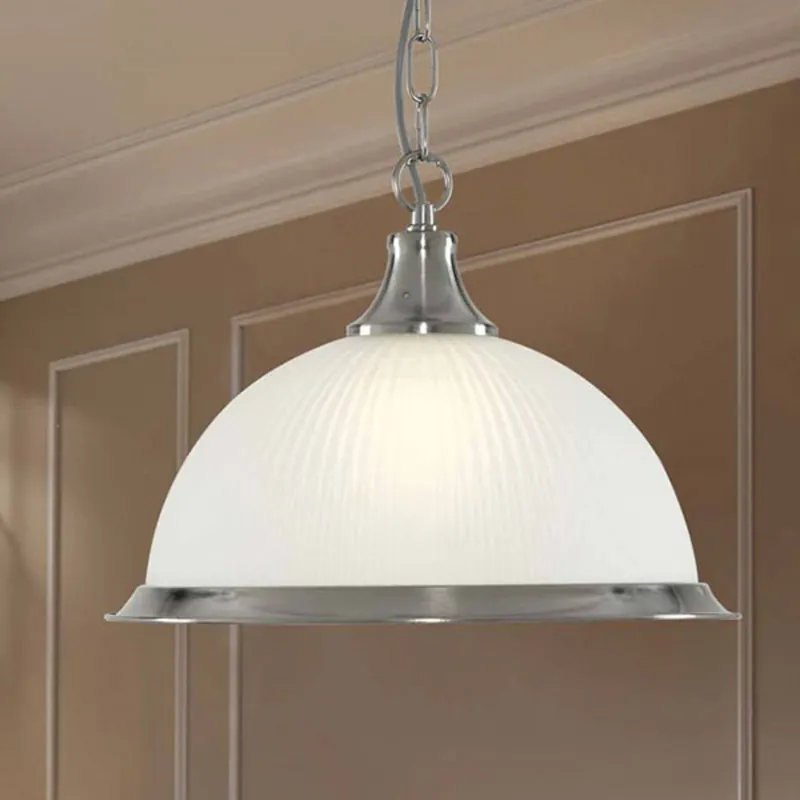 Lampa wisząca American Diner srebrna satyna 1-pkt.