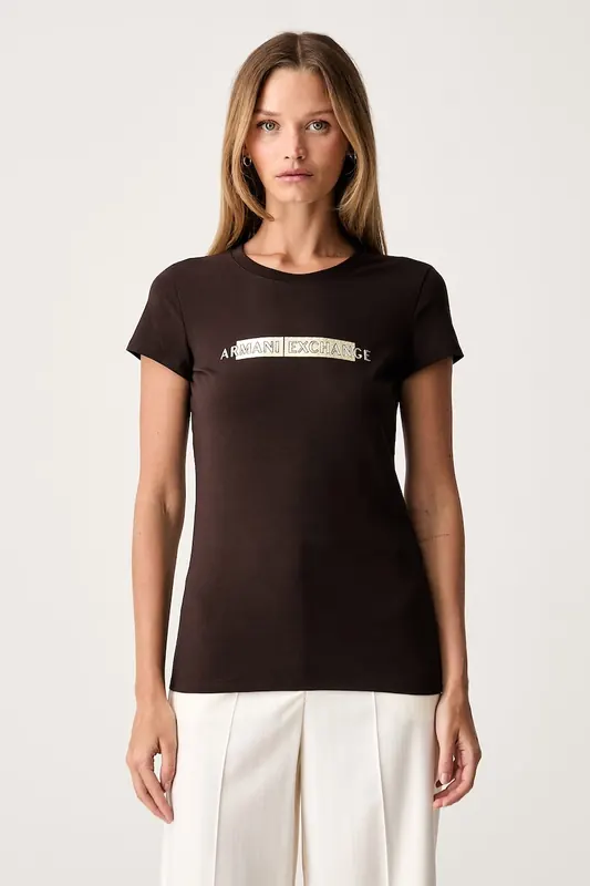 Armani Exchange T-shirt damski bawełniany z elastanem
