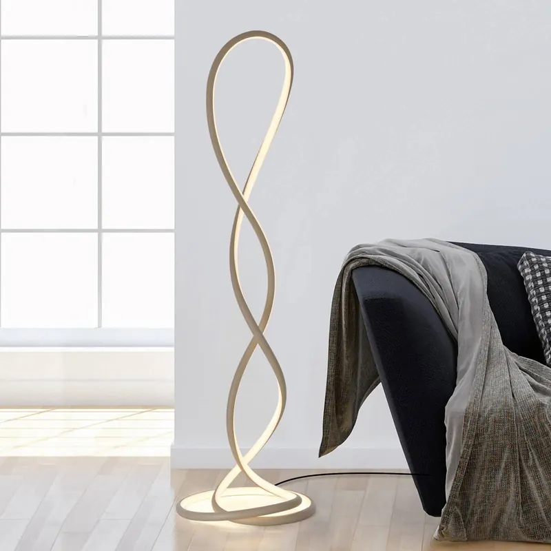 Lampa stojąca LED Paul Neuhaus Twist, kolor piaskowy, wysokość 143 cm