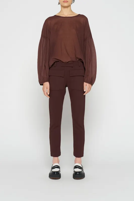 10DAYS Fitted Punto Pants Aubergine Maat: XXS | Cargobroeken Outlet | Dames | Bruin