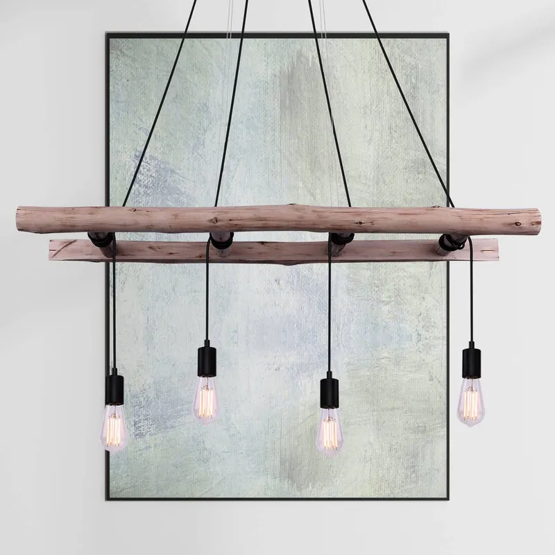 Lampa wisząca Irmgard szczeble z drewna