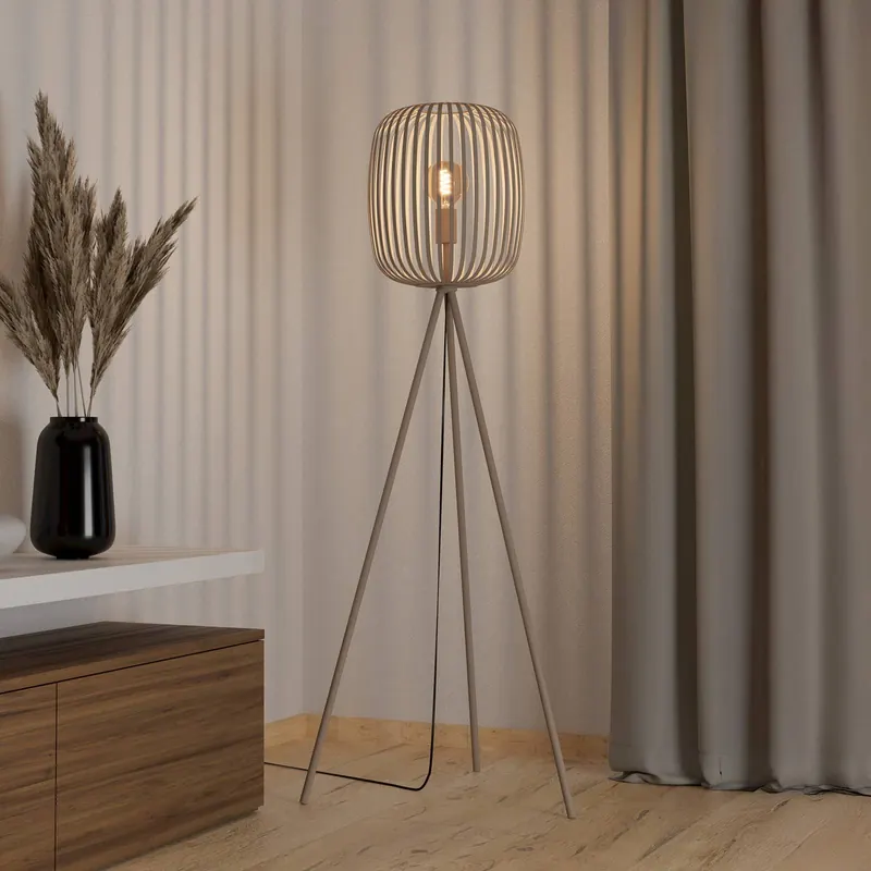 Lampa stojąca Romazzina, beżowa, wysokość 141 cm, metal, E27