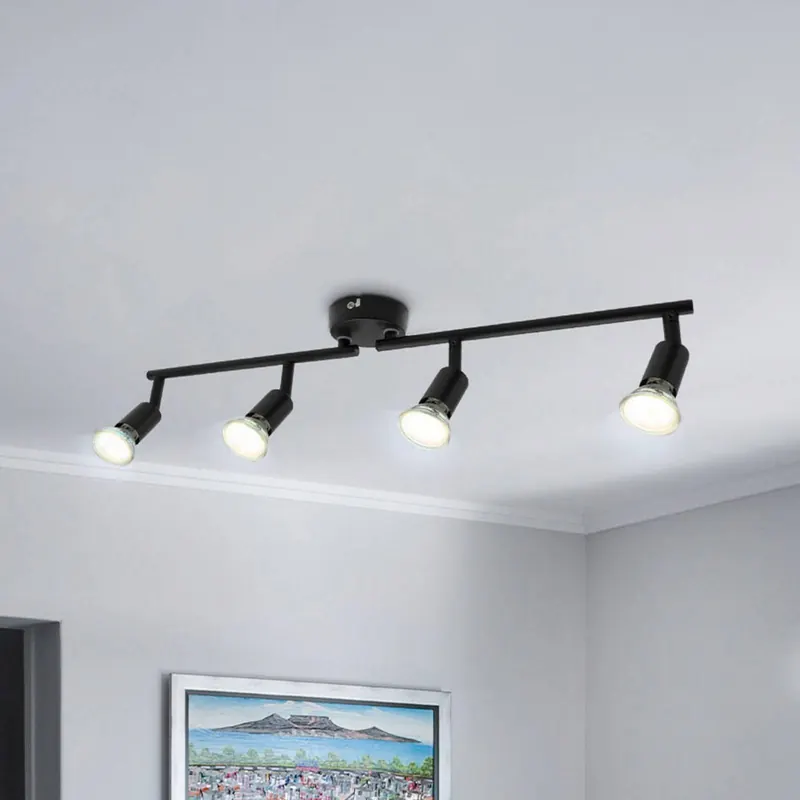 Lampa sufitowa Jade, czarna, 4-punktowa, GU10 LED, 3 000 K