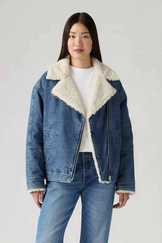 Levi's Sherpa Flight Jacket In The Air Maat: M | Spijkerjassen Outlet | Dames | Blauw