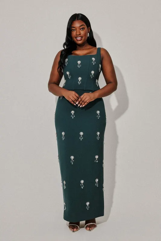Odd Muse Crystal Corset Teal Maat: L | Maxi Jurken Outlet | Dames