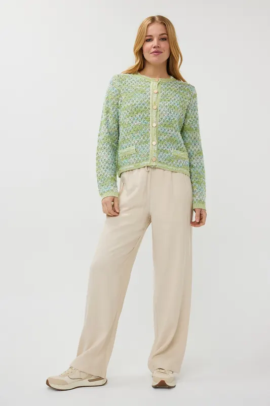 EsQualo Trousers Elastic Wb Wide Sand Maat: 42 | Wijde Broeken Outlet | Dames | Beige