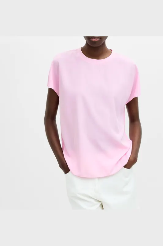 French Connection Crepe Light Crew Neck Top Bubblegum Pink Maat: XL | Blouses Outlet | Dames | Roze