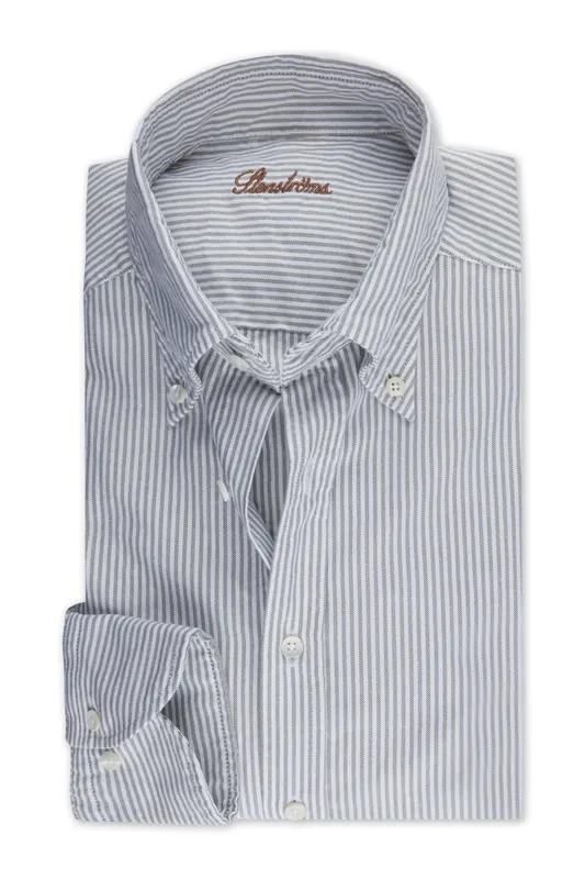Stenströms Slimline, C26 Rc Cuff Casual Green Stripe Maat: M | Zakelijke Overhemden Outlet | Heren | Groen