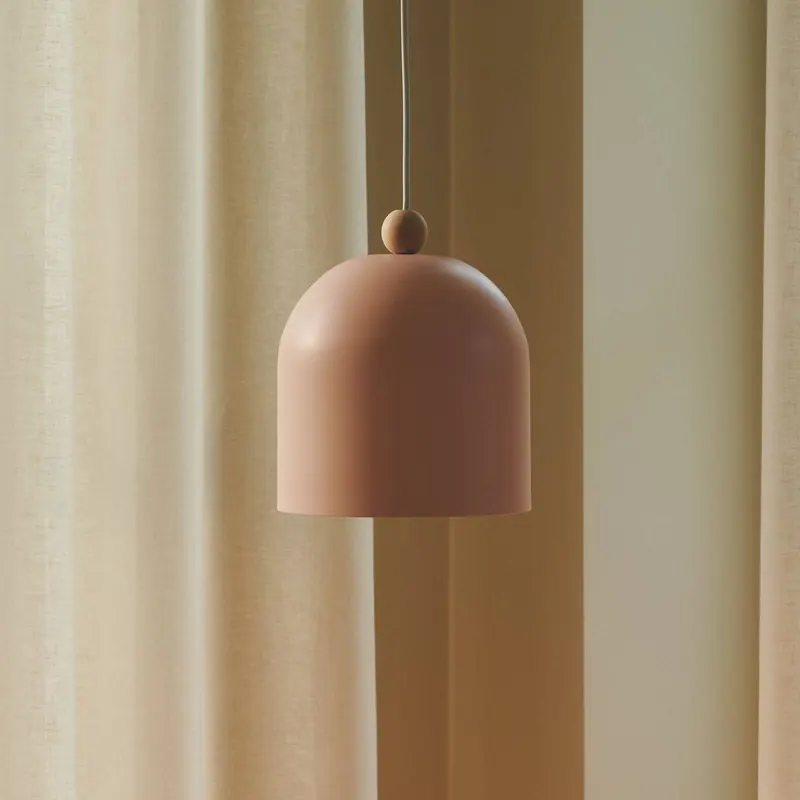 Lampa wisząca Gaston, metalowy klosz, różowy
