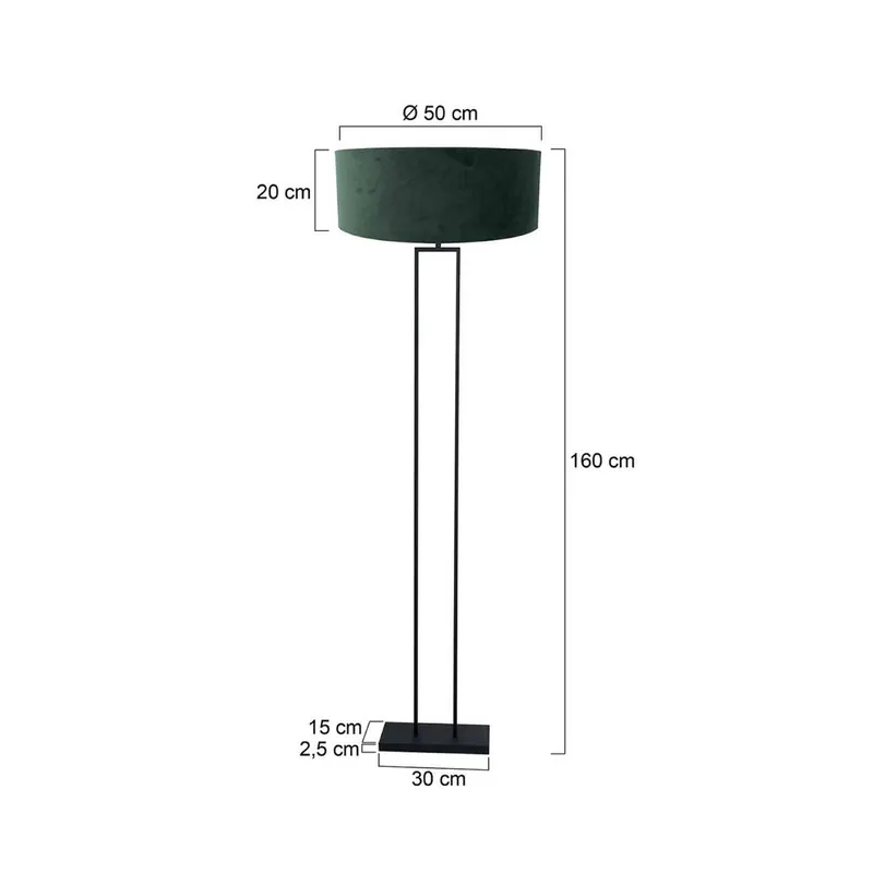 Lampa podłogowa Stang, czarna/zielony welur, wysokość 160 cm, E27