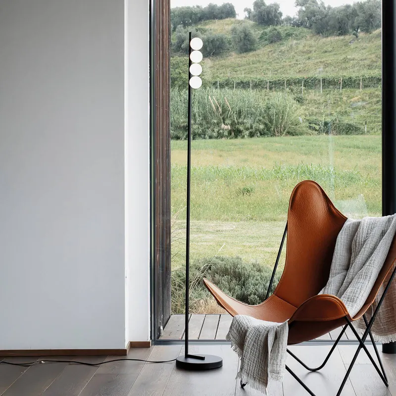Lampa stojąca LED IDEAL LUX Binomio, czarna, 155 cm, metalowa, 4-punktowa
