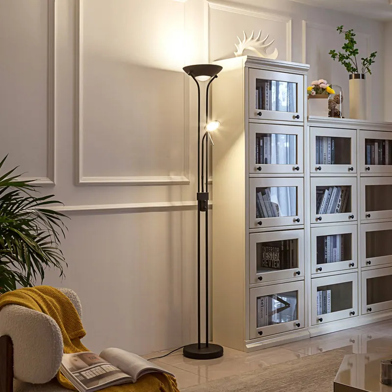 Lampa podłogowa LED Josefin, czarny, lampka do czytania, ściemniana