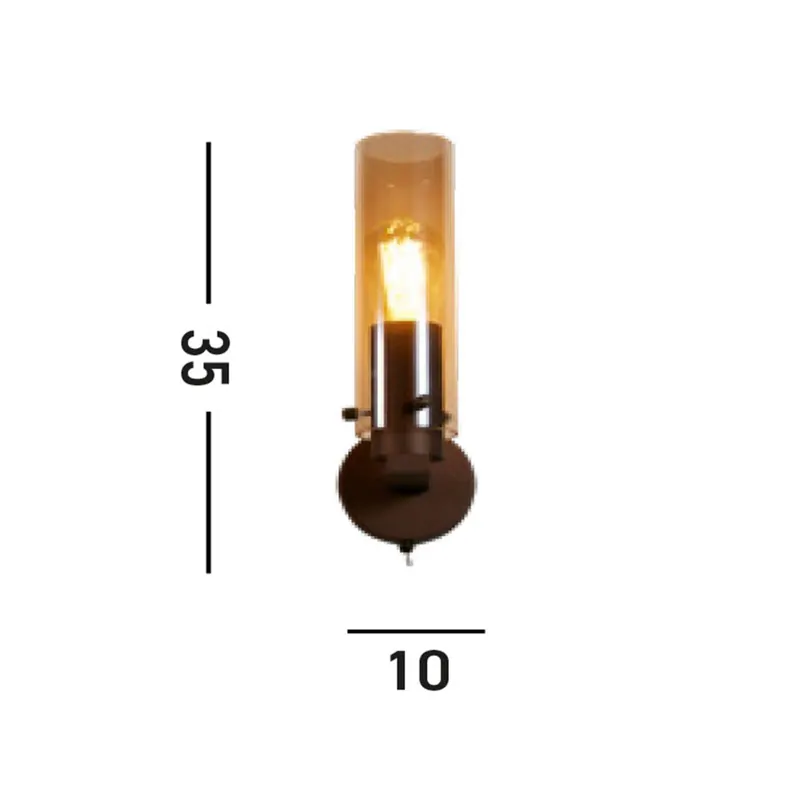 Kinkiet Sweden II, 1-punktowa, stal, szkło, E27