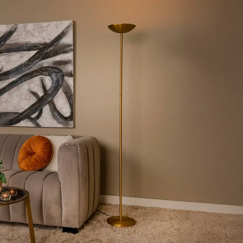 Lampa stojąca LED ZENITH, w kolorze złotym, wysokość 180 cm, metalowa,