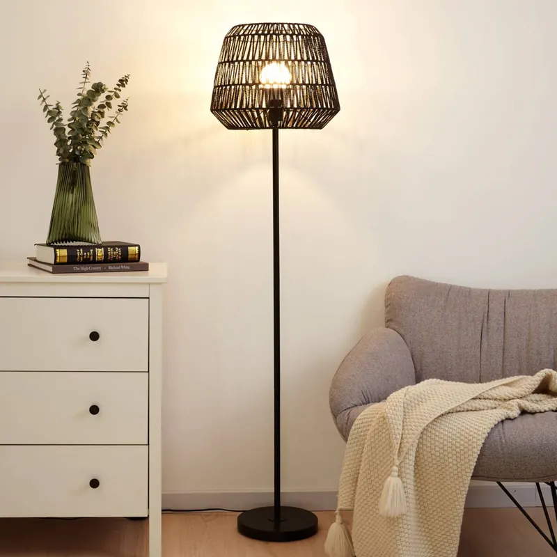 Pauleen Timber Pearl lampa stojąca pleciony klosz