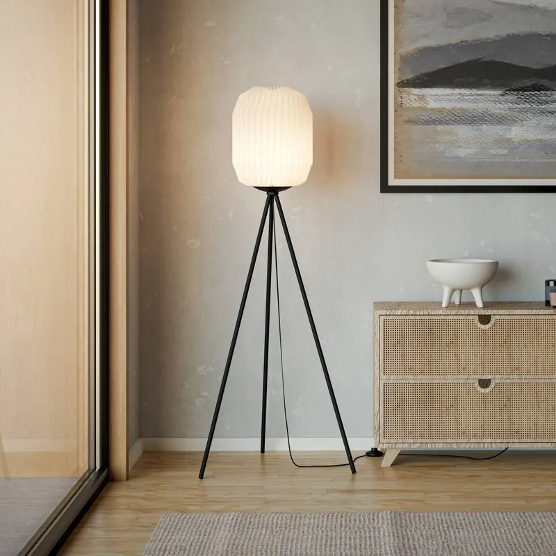 Lampa podłogowa Belgrave, wysokość 141,5 cm, czarny/biały, metal