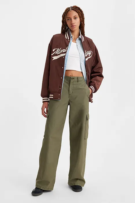 Levi's Baggy Cargo Pant Green Maat: W28L28 | Cargobroeken Outlet | Dames | Groen