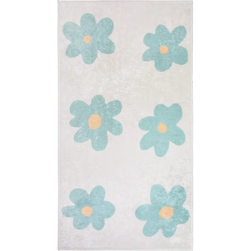 Miętowo-kremowy dywan dziecięcy odpowiedni do prania 120x180 cm Cute Flowers Green – Vitaus