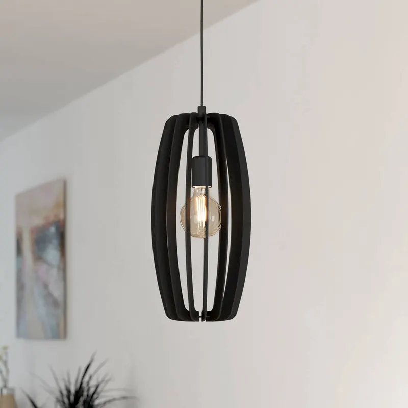 Lampa wisząca Bajazzara, klosz z jedną klatką, czarny
