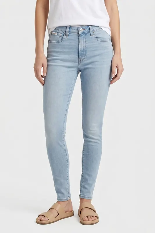 Calvin Klein Eu High Rise Skinny Jeans Blue Rain Maat: W32 LONG | Skinny Broeken Outlet | Dames | Blauw