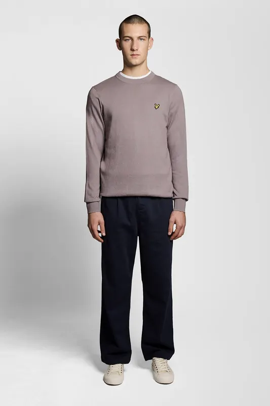 Lyle & Scott Cotton Merino Crew Neck Jumper Gull Grey Maat: M | Sweaters Outlet | Heren | Grijs