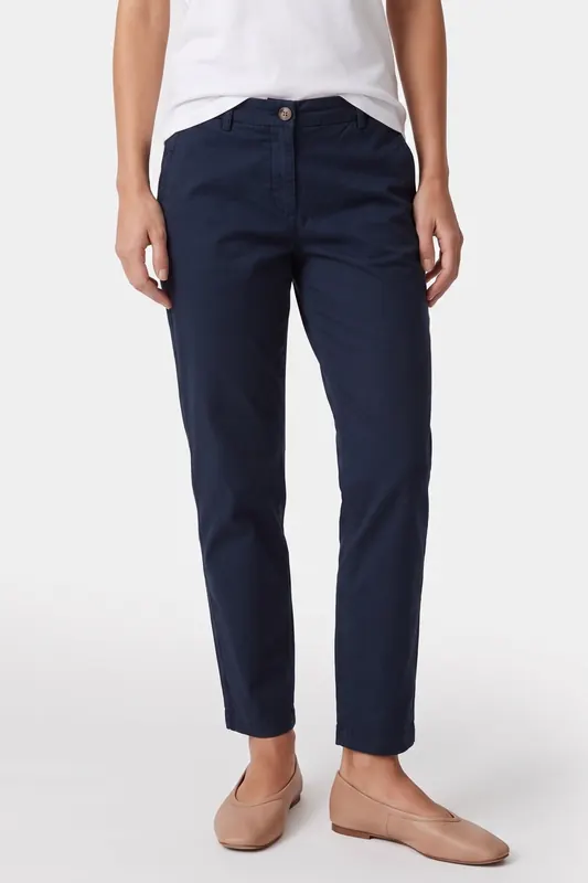 Tommy Hilfiger Cotton Slim Straight Dark Night Navy Maat: 42 | Chino's Outlet | Dames | Blauw