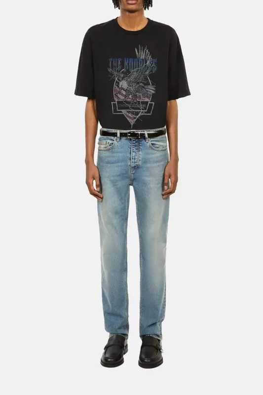 The Kooples Short-sleeved T-shirt With Eagle Print Black Washed Maat: XL | T-shirts met Print Outlet | Heren | Zwart