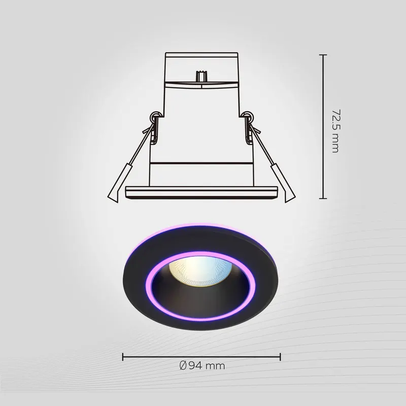 Calex Smart Halo downlight wpuszczany CCT RGB czarny
