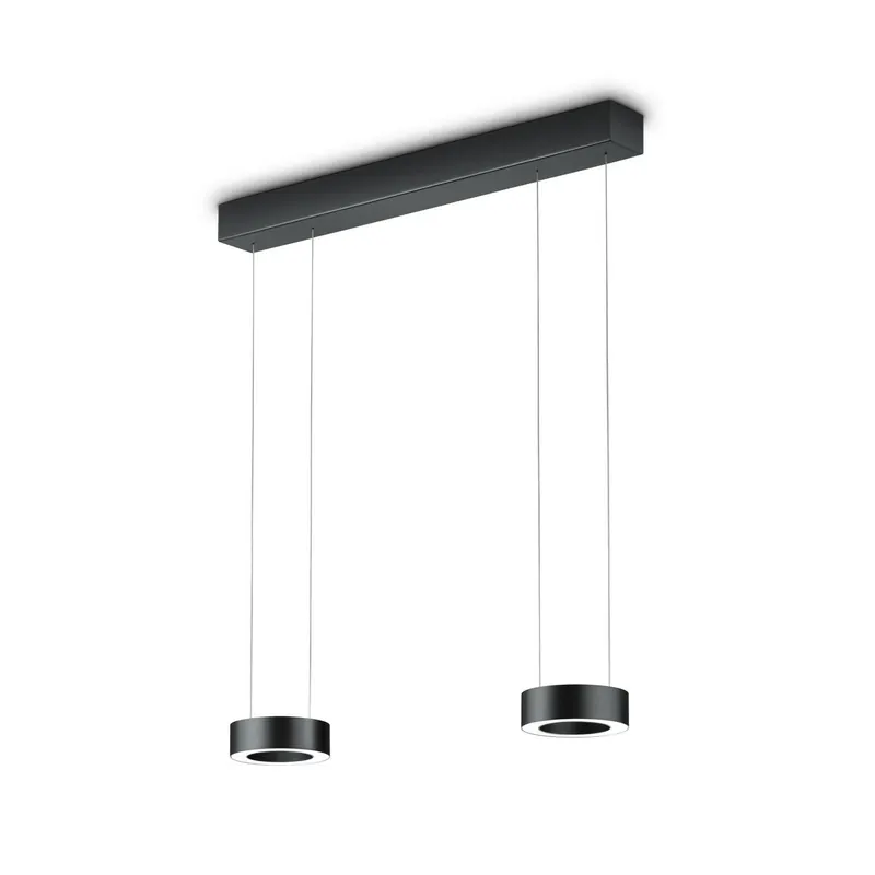 Żyrandol LED Zera-2, długość 70 cm, czarna, osłona akrylowa