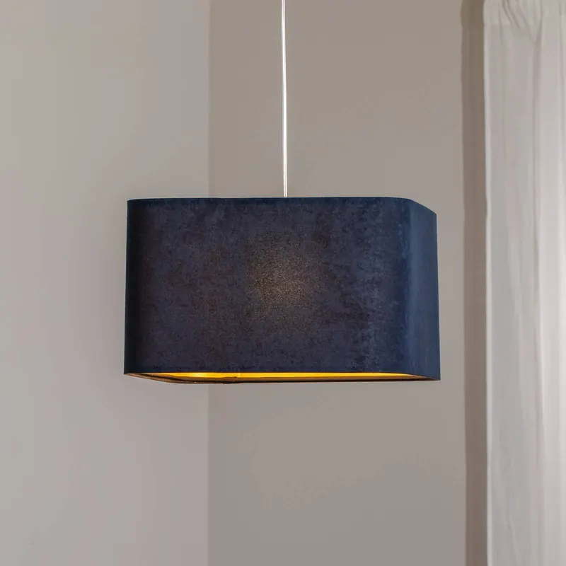 Lampa wisząca Kwadro, ciemnoniebieska, 40 x 40 cm, tkanina welurowa