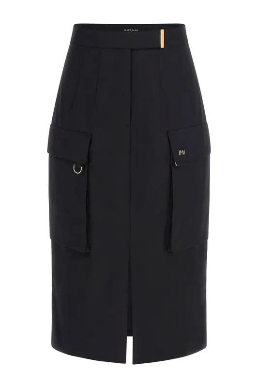 GUESS Irina Midi Skirt Jet Black A996 Maat: 46 | Midi Rokken Outlet | Dames | Zwart