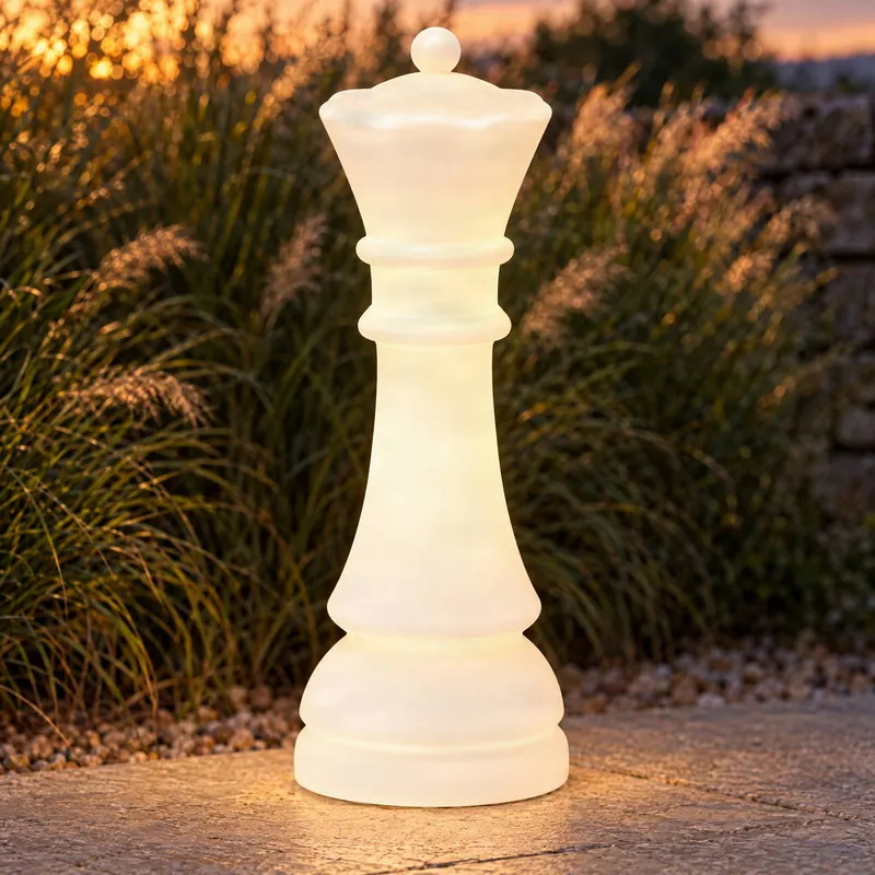 Lampa stojąca LED Lucande Gambi, figura szachowa „Władczyni”, CCT, IP44