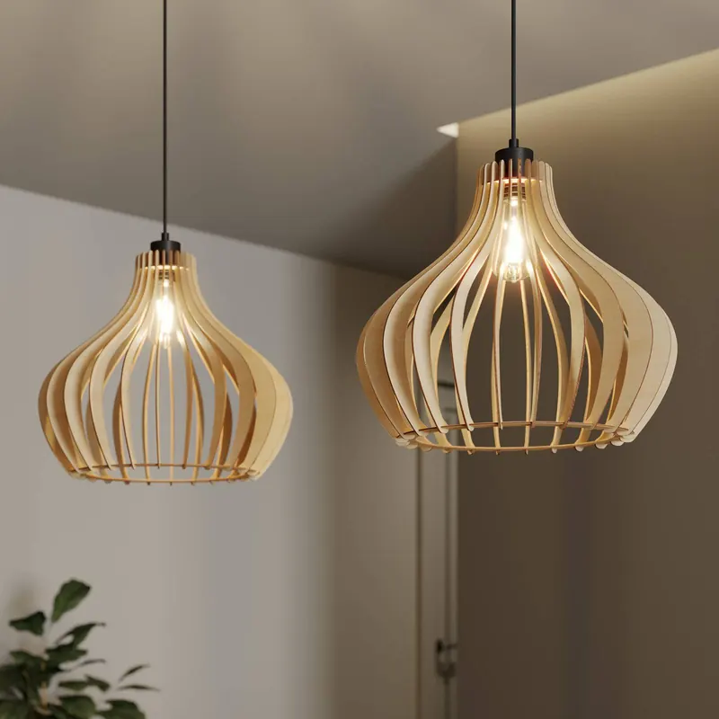 Lampa wisząca Envostar Faje, sklejka brzozowa, 2-punktowa