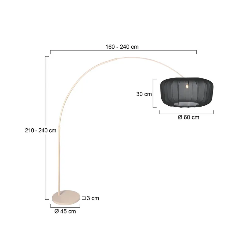 Lampa stojąca Sparkled Light w kolorze kremowym z czarnym nylonem, 240 cm