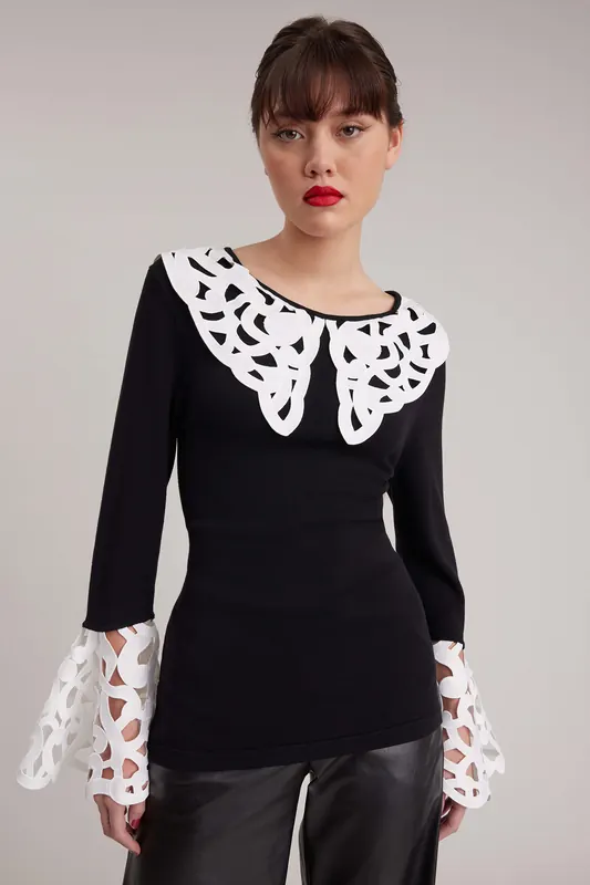 Anne Fontaine Daisy Black/white Maat: S | Longsleeves Outlet | Dames | Zwart