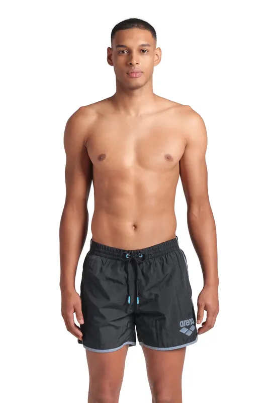 Arena Big Logo Borders Beach Short Black-seafoam Maat: S | Zwembroeken Outlet | Heren | Zwart