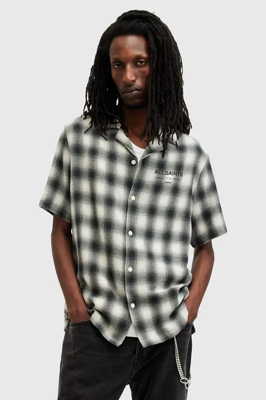AllSaints Undrgrnd Chk Shirt Off White Maat: XL | Casual Overhemden Outlet | Heren | Zwart