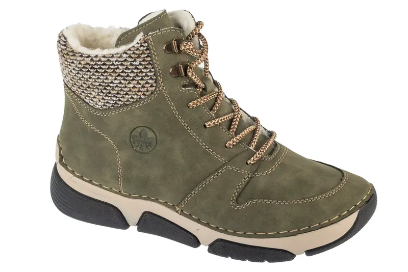 Rieker Booties 45955-54, Damskie, Zielone, trzewiki, skóra syntetyczna, rozmiar: 38
