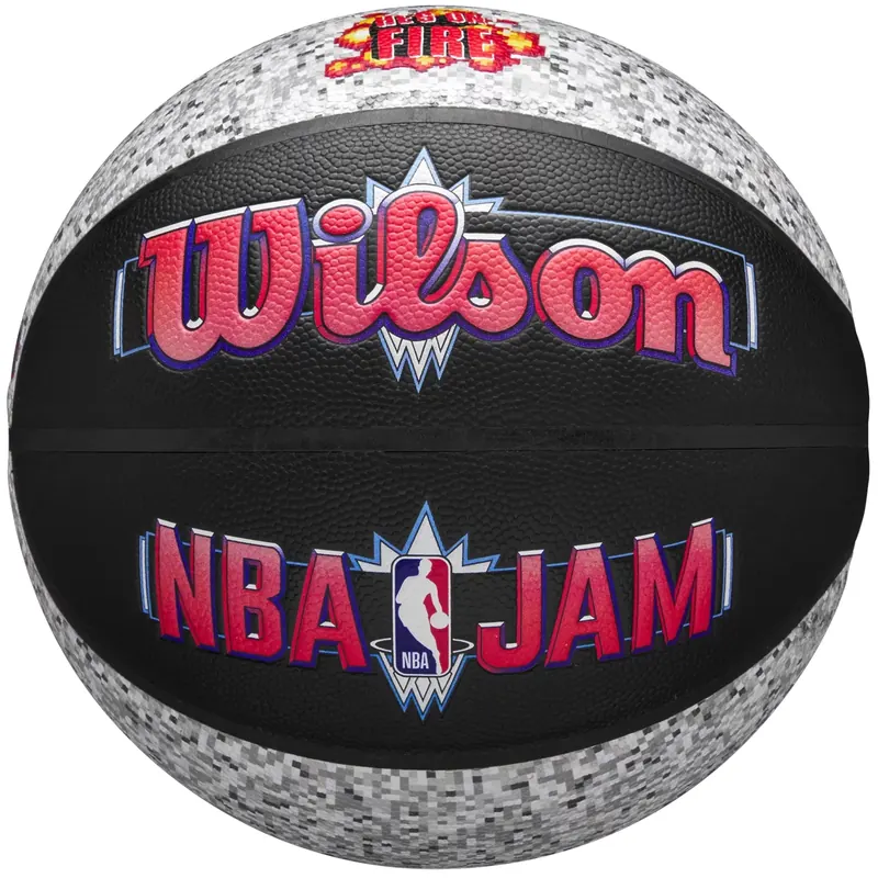 Wilson NBA Jam Indoor-Outdoor Ball WZ2011801XB, Unisex, Czarne, piłki do koszykówki, Skóra kompozytowa, rozmiar: 7